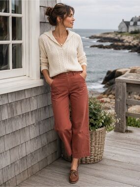 J. Jill Linen Stretch Ankle Pants Size 8 Coastal Vacation Lightweight